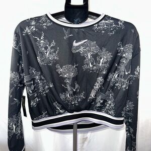 Nike Court Dri-FIT Cropped Crewneck Pullover black and white skeleton print M